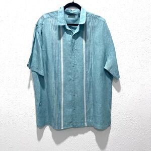 Cubavera Blue Casual Button Down Shirt XXL